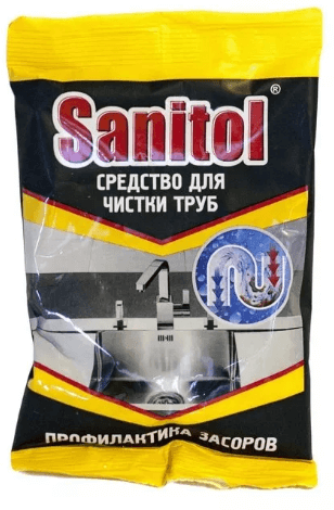 Sanitol (Крот) средство для чистки труб Антизасор в гранулах, 0.09 кг - фотография № 3