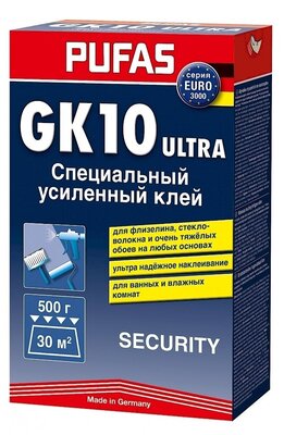 Клей для флизелиновых обоев PUFAS Security GK 10 для стекловолокна и флизелина 0.5 кг 1 шт.