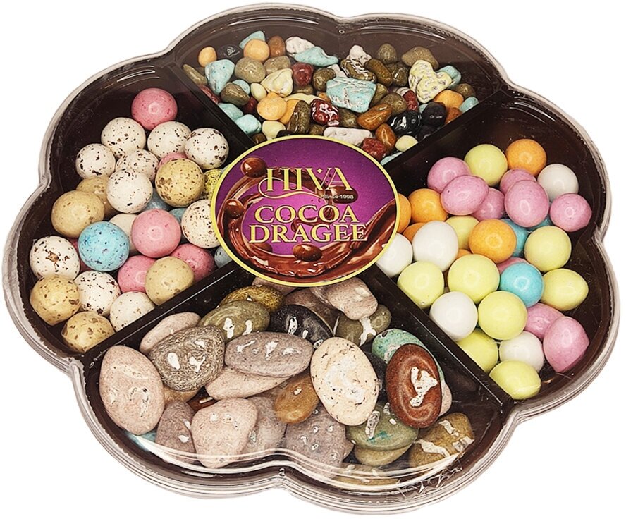 Ассорти: забавные шоколадные драже+орехи и изюм в глазури, 400 гр., HIVA - фотография № 1