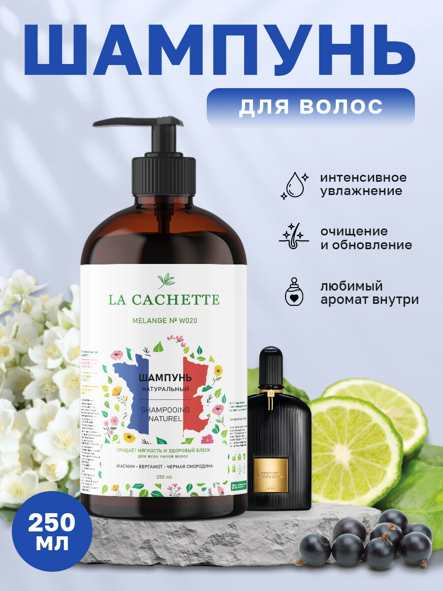 Шампунь для волос увлажняющий La Cachette W020 Black Orchid, 250 мл, с дозатором