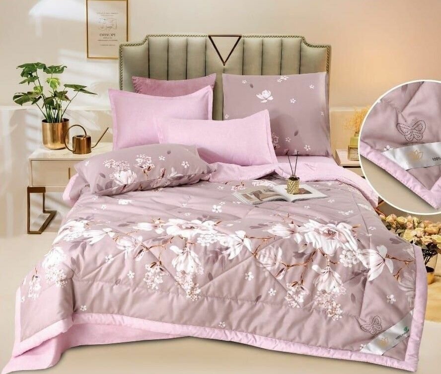 фото Постельное белье с одеялом Евро размер, простыня 220х240, одеяло 200х220 наполнитель шелк, Подарок для всех.