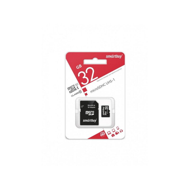 Карта памяти SmartBuy microSDHC 32Gb UHS-I Cl10 +ад SB32GBSDCL10-01