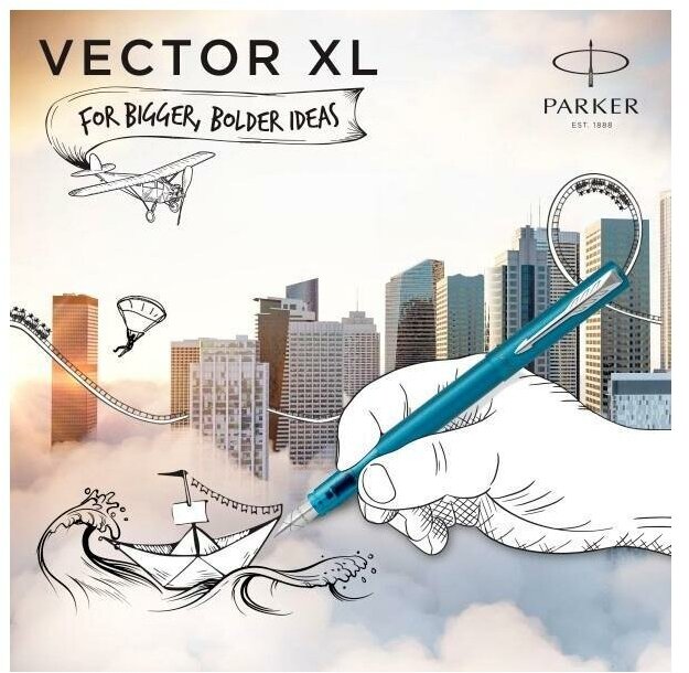 Ручка перьев. Parker Vector XL F21 (CW2159746) Teal CT M сталь нержавеющая подар.кор. - фото №7