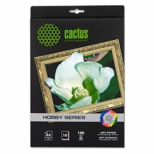 Фотобумага Cactus CS-DA419010L, A4, для струйной печати, 10л, 190г/м2, белый, фактура лён, покрытие матовое
