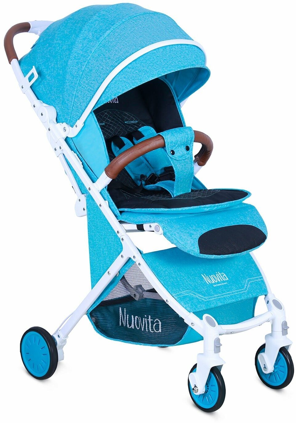 Коляска прогулочная детская Nuovita Giro Lux , складная, сумка-чехол в комплекте (Menta, Bianco / Мята, Белый)