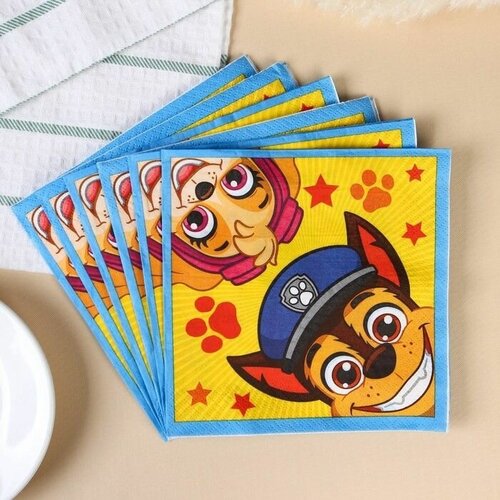 Салфетки бумажные Скай и Гончик 33х33 см 20 штук 3-х слойные Щенячий патруль 486₽