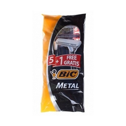 станок для бритья bic metal с одним лезвием 10 шт Одноразовый бритвенный станок BIC Metal, 5+1 шт, 5 шт.