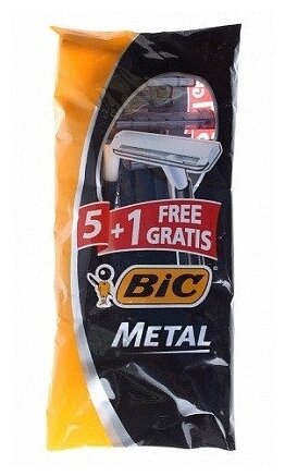 Одноразовый бритвенный станок BIC Metal, 5+1 шт