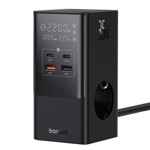 Сетевое зарядное устройство Baseus PowerCombo Tower Powerstrip 3AC+2U+2C 35w 4000W