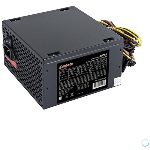 Exegate EX282070RUS-S Блок питания 550W ExeGate XP550 ATX SC black 12cm fan 24p4p 68p PCI-E 3SATA 2IDE FDD 3100₽