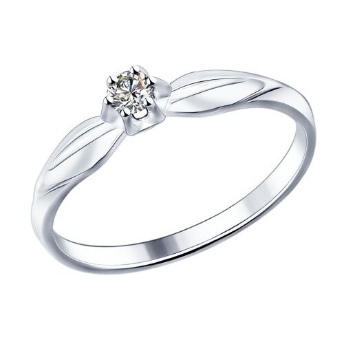 Помолвочное кольцо из серебра с фианитом 89010017 SOKOLOV