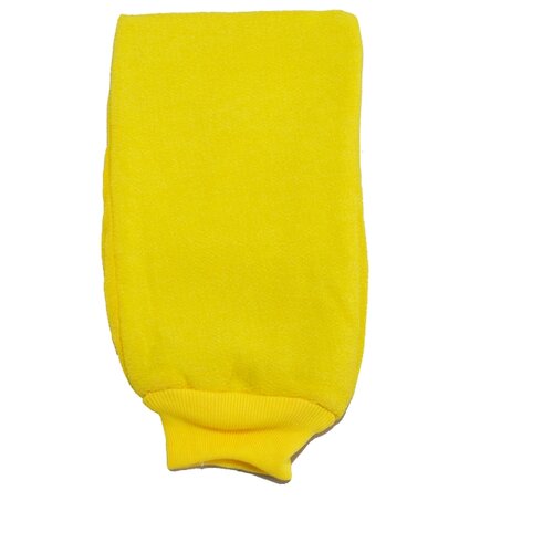 фото Мочалка-варежка для тела скрабирующая "нежная кожа" (желтая) dom