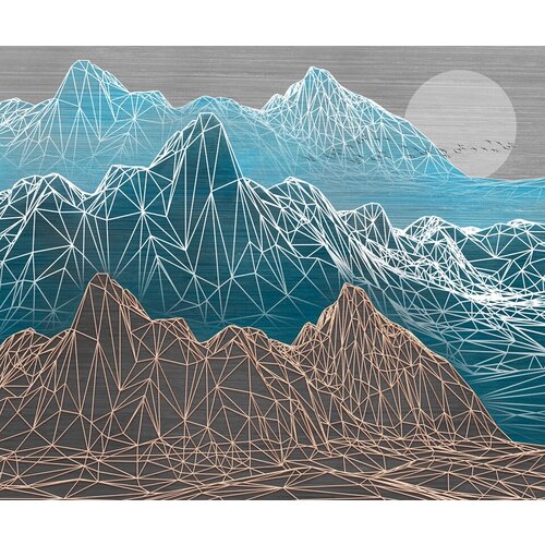Моющиеся виниловые фотообои GrandPiK Графика. Разноцветные горы, 300х250 см