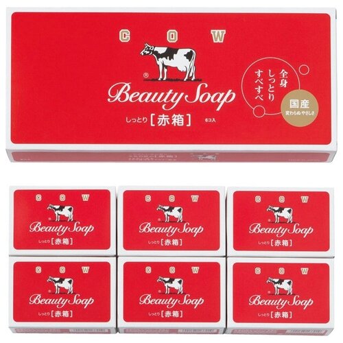 Cow Brand Мыло кусковое Beauty с ароматом цветов роза, 6 уп., 6 шт., 100 г