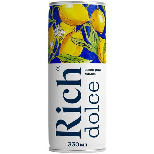 Напиток сокосодержащий Виноград и лимон газированный Rich dolce, 330 мл*3 шт