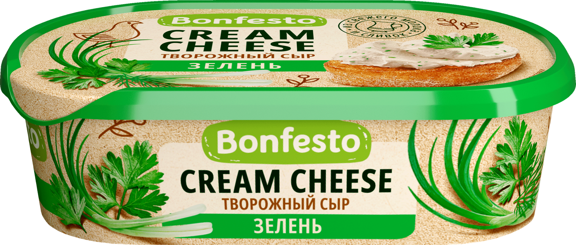 Сыр творожный BONFESTO Кремчиз Зелень 65%, без змж, 140г