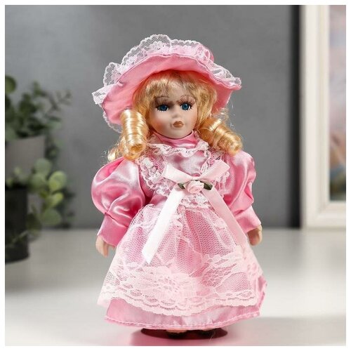 Кукла коллекционная керамика Малышка Майя в розовом платье 20 см