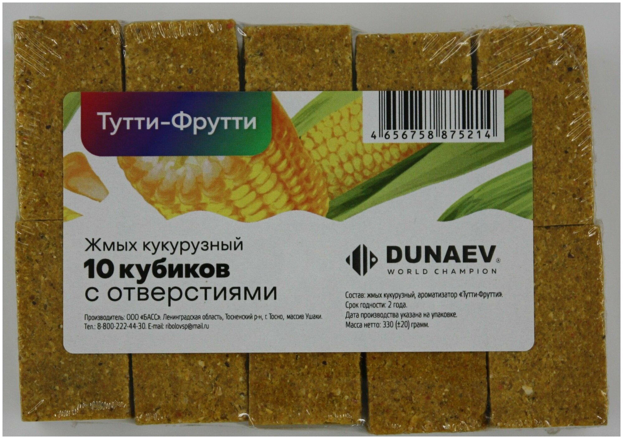 Дунаев Жмых DUNAEV кукурузный Тутти фрутти 300г. 10штук