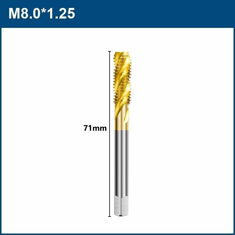 фото Метчик машинный XCAN HSS M8х1,25 с винтовой канавкой, титановое покрытие