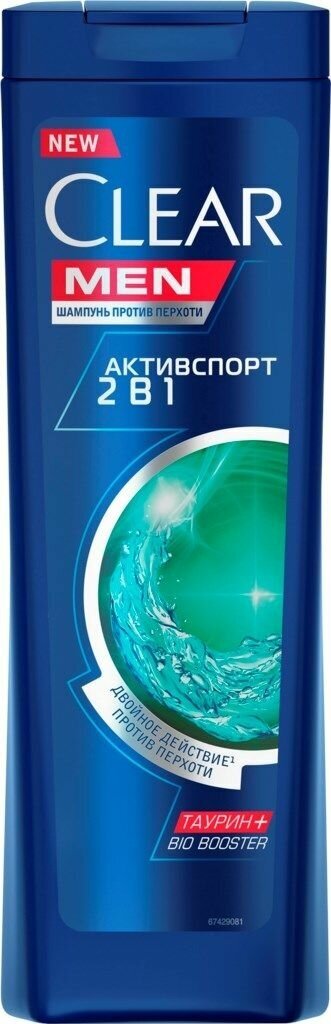 Шампунь для волос мужской CLEAR Активспорт 2в1, против перхоти, 400мл - 2 шт.