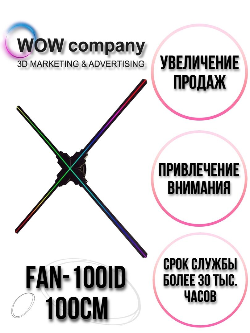 Голографический вентилятор 100 см " Wow company " - фотография № 1