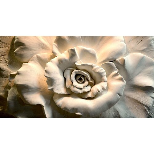 Моющиеся виниловые фотообои GrandPiK Барельеф роза. Гипс, 450х240 см