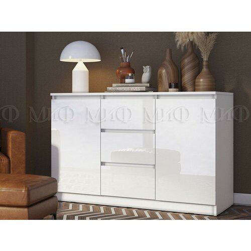 Комод 1200 (2 двери 3 ящика) Челси Белый