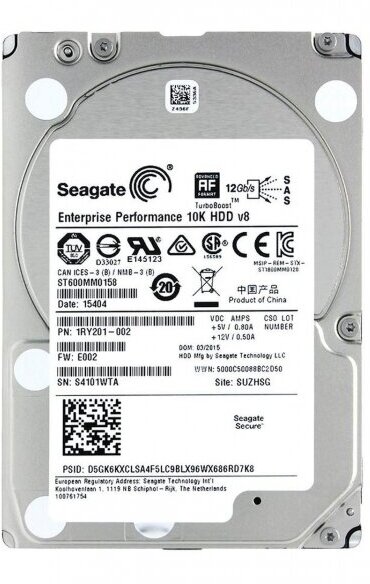 Жесткий диск Seagate 1RY201 600Gb 10000 SAS 2,5" HDD