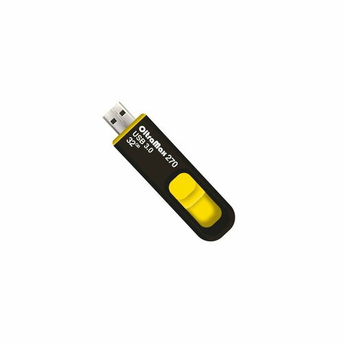 Флешка OltraMax 270, 32 Гб, USB3.0, чт до 70 Мб/с, зап до 20 Мб/с, желтая