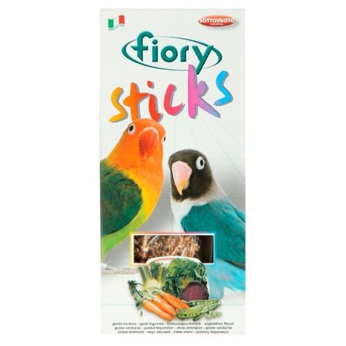 палочки для попугаев fiory sticks c фруктами 2х30 г Лакомство для птиц Fiory с овощами , 120 г , 2 шт. в уп.