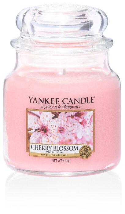 Yankee Candle / Свеча средняя в стеклянной банке Цветущая вишня Cherry Blossom 411 гр / 65-90 часов