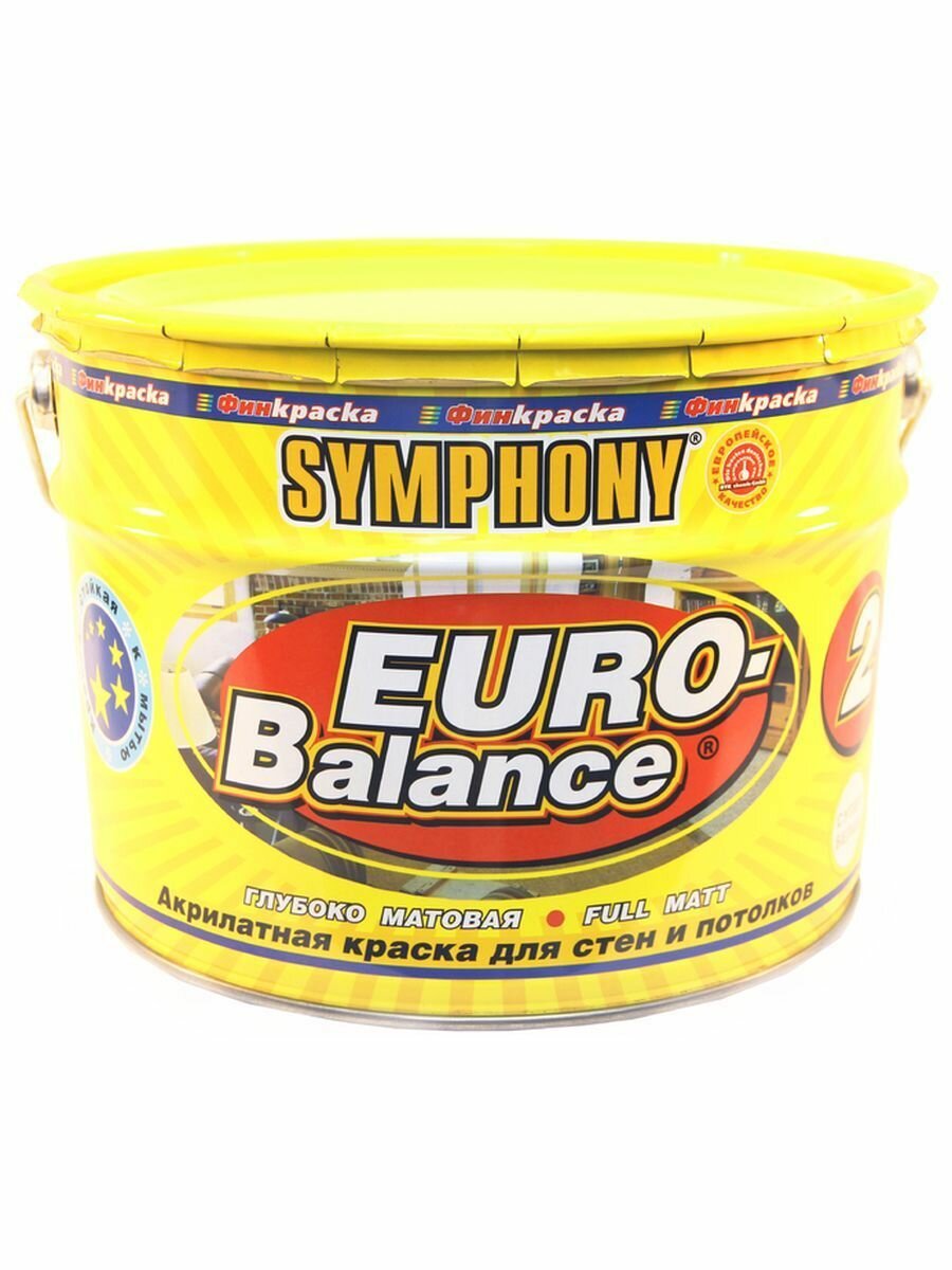 Symphony краска водоэмульсионная euro-balance 2 супер белая 0.9л