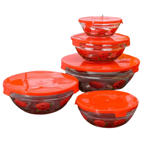 фото Доляна набор салатников роза 5 шт красный