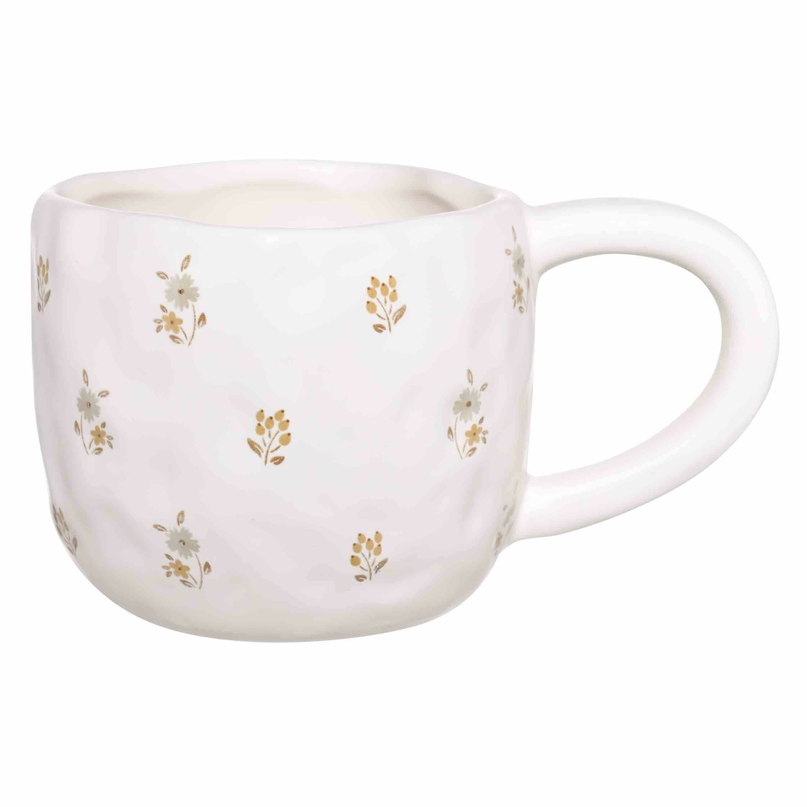 фото Кружка, 400 мл, керамика, молочная, Винтажные цветы, La flore