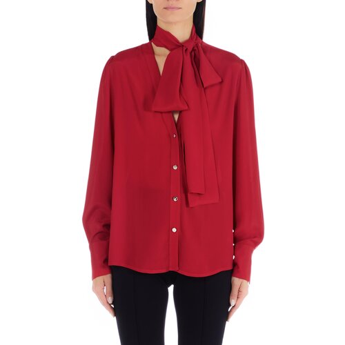 Рубашка  LIU JO, повседневный стиль, прямой силуэт, длинный рукав, однотонная, размер 44, красный