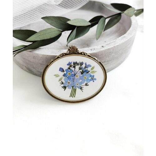 Брошь J.Mi, эпоксидная смола, голубой