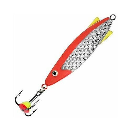 фото Блесна для рыбалки зимняя aqua тобик 6,0g, цвет 03 (серебро, красный металлик) 1 штука