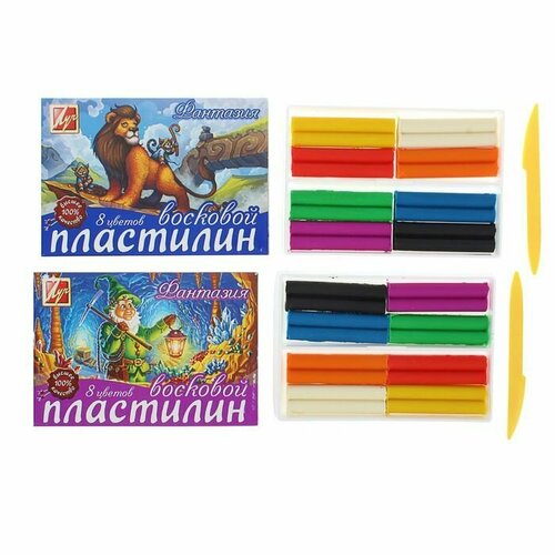 Пластилин мягкий восковой 8 цветов 140 г Фантазия со стеком 552₽
