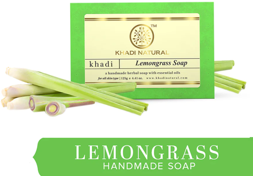 Лемонграсс Мыло ручной работы с эфирными маслами Кхади LEMONGRASS Handmade Herbal Soap With Essential Oils, Khadi Natural 2 шт. по 125 г