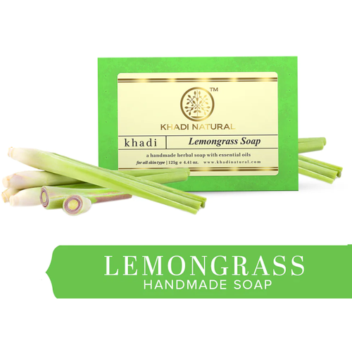 Лемонграсс Мыло ручной работы с эфирными маслами Кхади LEMONGRASS Handmade Herbal Soap With Essential Oils, Khadi Natural 2 шт. по 125 г