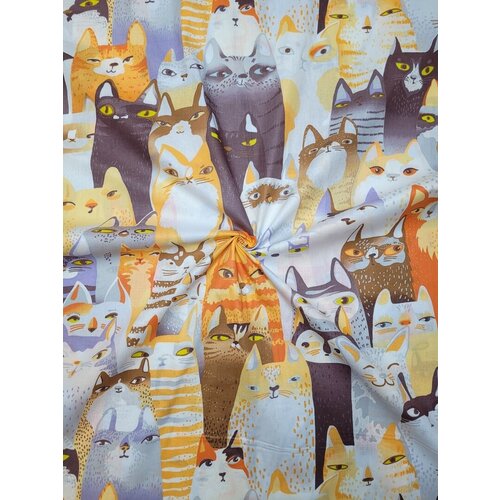 Ткань Перкаль Тейково Разноцветные коты,100*150см