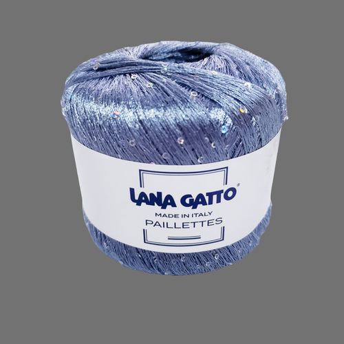 Пряжа пайетки Paillettes Lana Gatto, цвет голубой 8604, 25гр/195м, 100% полиэстер.