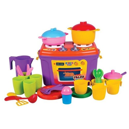 Кухня Mini Stove, набор 35 предметов, цвет фиолетовый машины zarrin toys автобус школьный