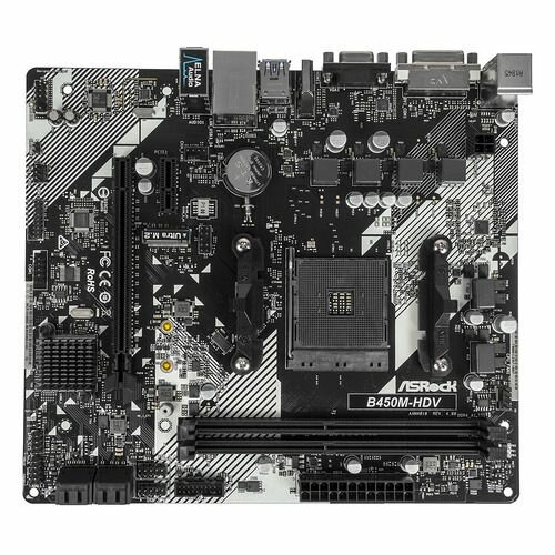 Материнская плата ASROCK B450M-HDV R4.0, SocketAM4, AMD B450, mATX, Ret