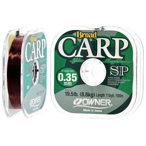 Монофильная леска OWNER Broad Carp Special d=0.35 мм, 100 м, 8.8 кг, темно-коричневый, 1 шт.