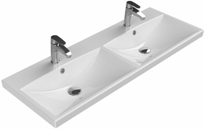 BelBagno Раковина керамическая с двумя чашами 1200x450, BB-0325-120-2-LVB