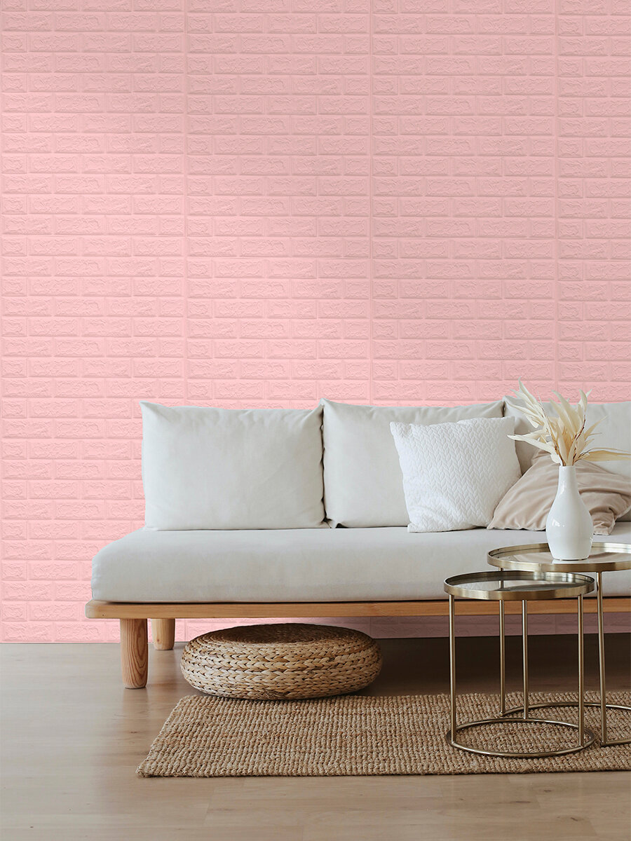 "Росалита" Стеновые панели самоклеящиеся розовые ПВХ мягкие 77х70 см 10 шт - фотография № 11