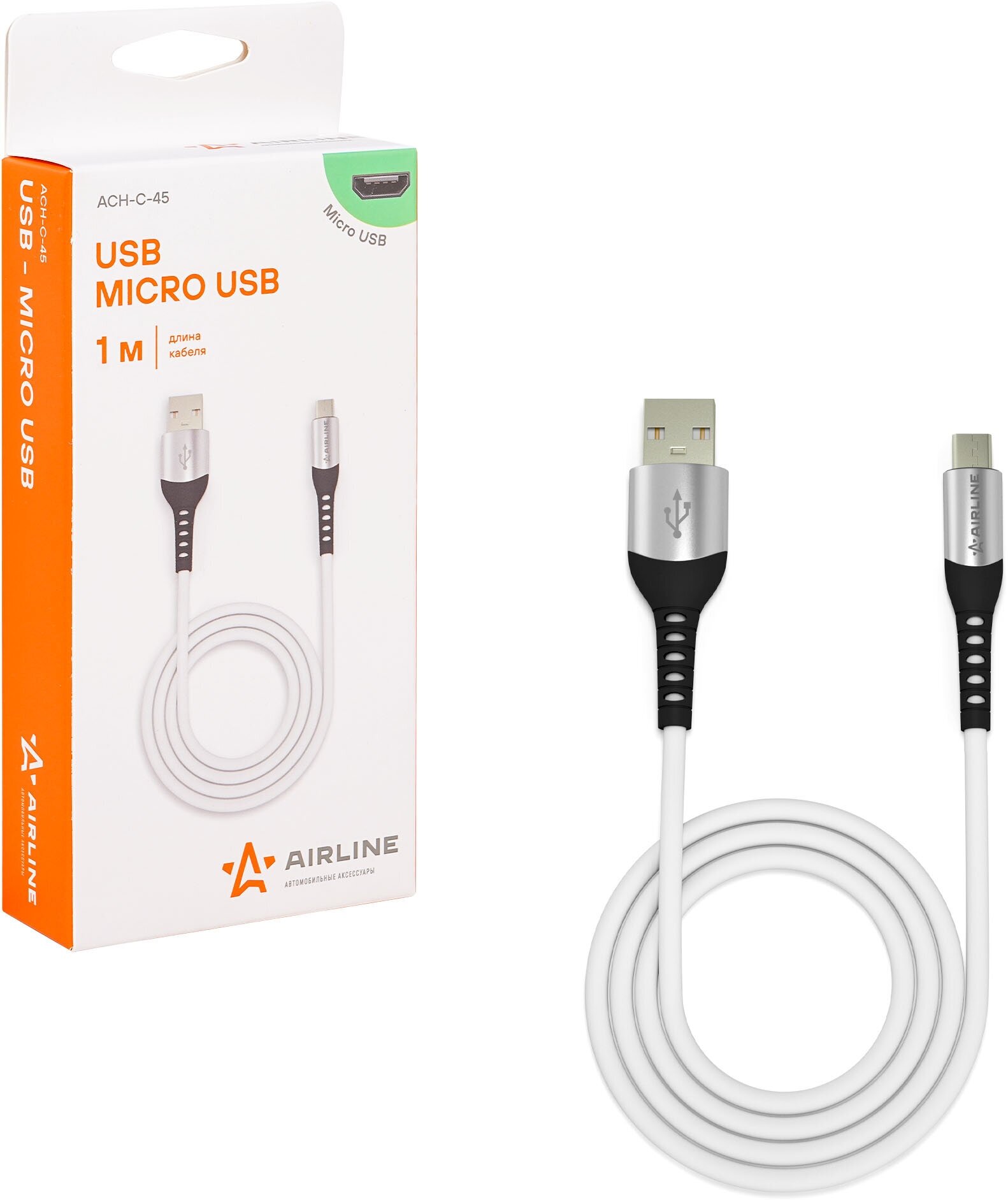 Кабель USB - micro USB 1м, белый Soft-Touch ACH-C-45 AIRLINE