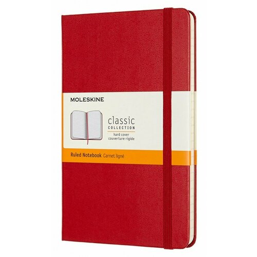 Блокнот Moleskine Classic Medium 115х180, 120 листов QP050, красный, цвет бумаги бежевый moleskine classic [qp053f2] красный