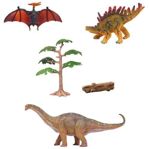 фото Динозавры и драконы для детей серии "мир динозавров": кентрозавр, птеродактиль, брахиозавр (набор фигурок из 5 предметов) masai mara